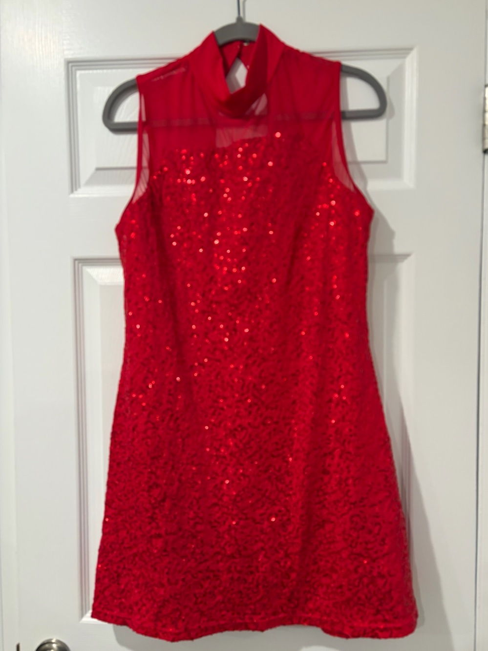 Balera Red Sequin Sleeveless Shift Dress Dance Costume